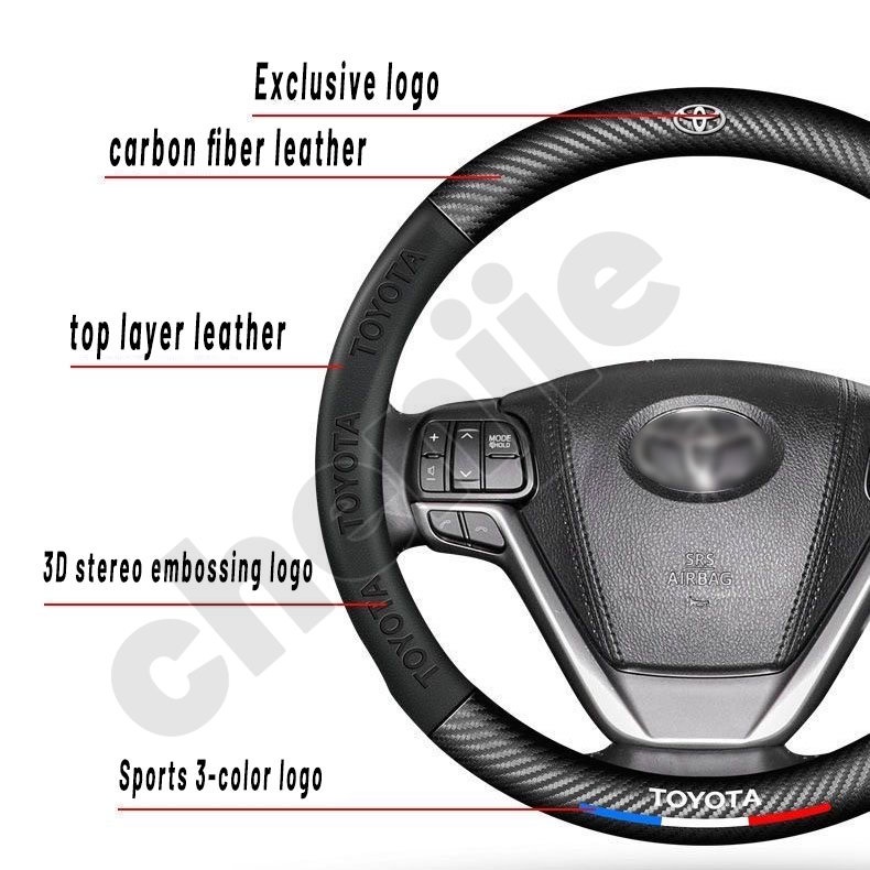 Bọc Vô Lăng Xe Hơi Chất Liệu Da Sợi Carbon 36~39CM Cho MG TF ZR EV GS EZS RX5 ZT 3SW Saloon ZS MG3 MG5 MG6 GT HS