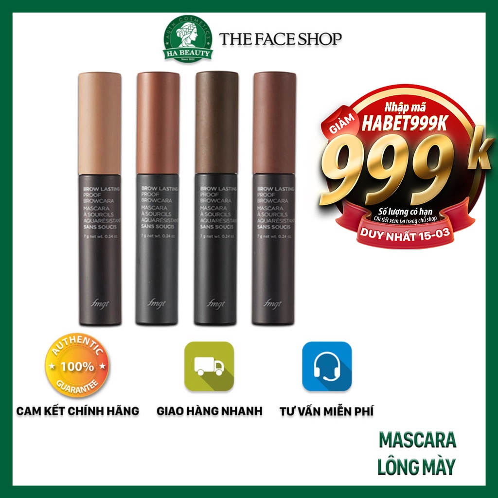 Mascara lông mày chống lem chống nước lâu trôi tông nâu trẻ trung The Face Shop Brow Lasting Proof Browcara Mascara 6.5g