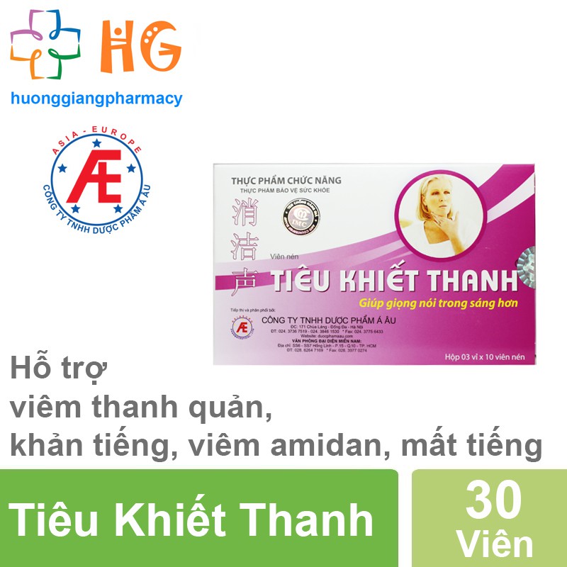 Tiêu Khiết Thanh – Giúp giọng nói trong trẻo, hỗ trợ điều trị viêm thanh quản, viêm amidan, khản tiếng (Hôpj 30 viên)