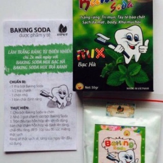 Baking soda trắng răng mix bạc hà