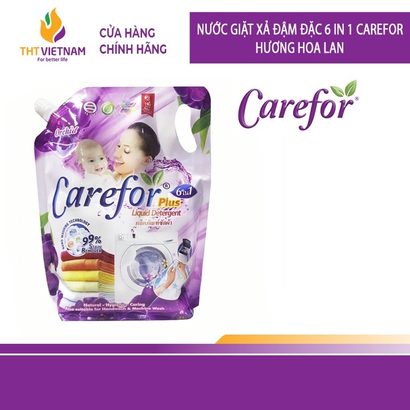 Nước Giặt Xả Đậm Đặc Hương Hoa Lan Carefor Plus 6 in 1 Orchid Túi 2000ml