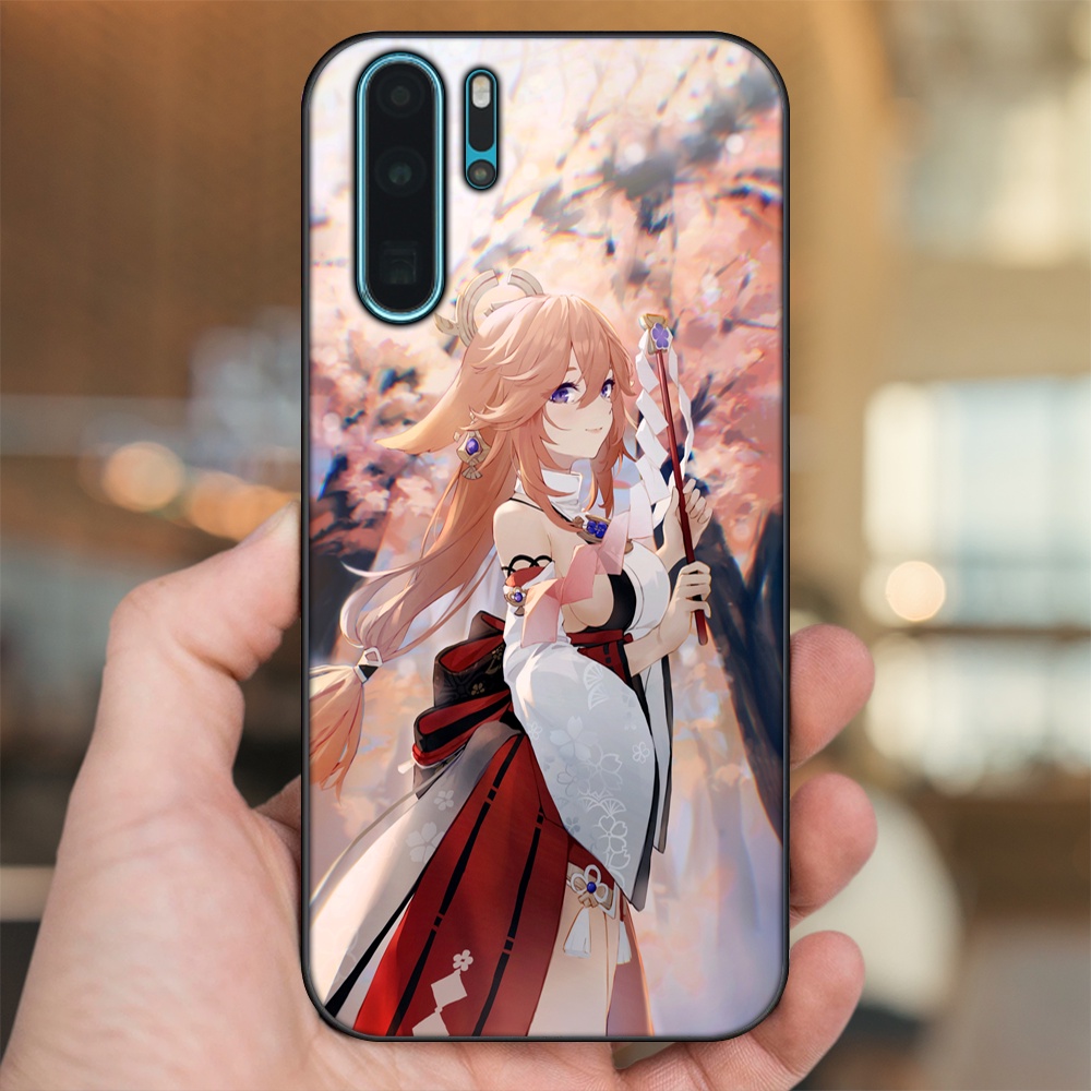 Ốp lưng Huawei P30 Pro viền đen in hình Yae Miko Genshin Impact