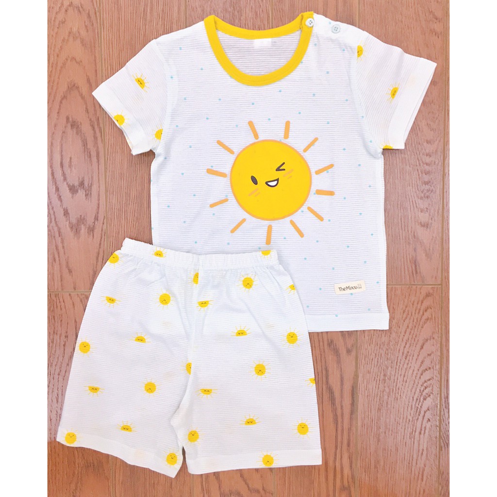 (130) Bộ xuất Hàn cộc tay cotton giấy The Minou ông mặt trời