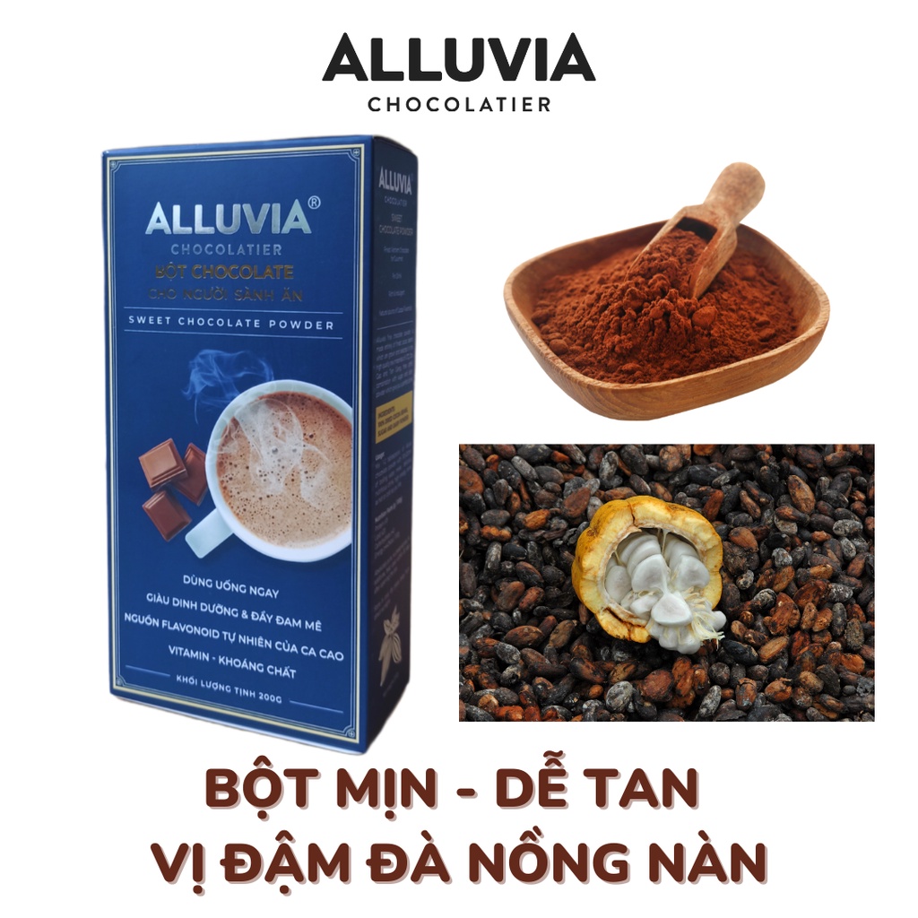 Bột cacao sữa 3in1 nguyên chất thơm ngon vị đậm đà Alluvia Chocolate