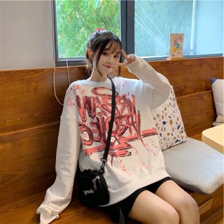 Áo nỉ dài hoạ tiết