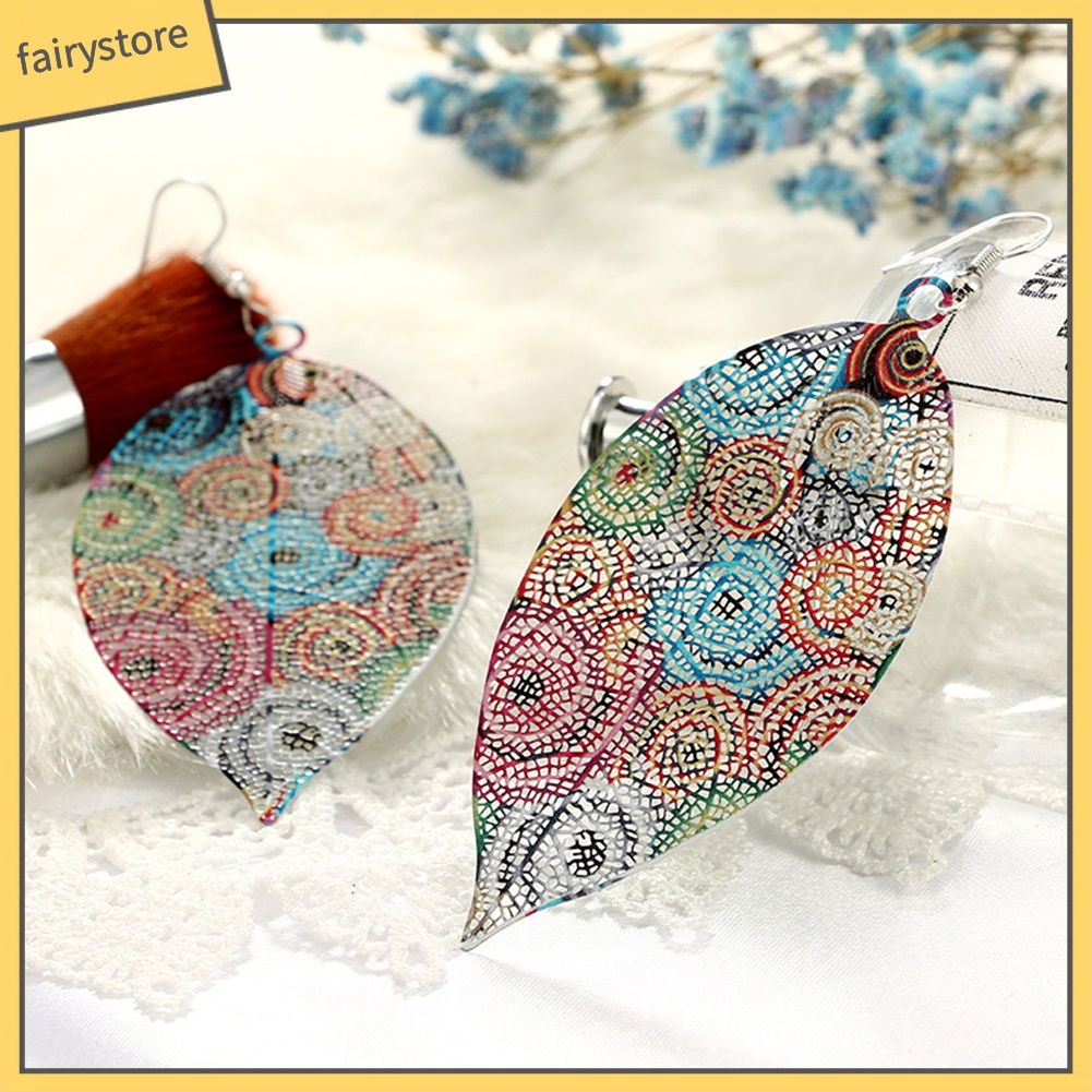 Khuyên Tai Hình Chiếc Lá Đính Đá Phong Cách Cổ Điển Thanh Lịch Dành Cho Nữ