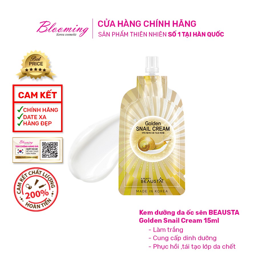 Kem dưỡng da ốc sên BEAUSTA Golden Snail Cream giúp dưỡng ẩm và phục hồi da mặt 15ml