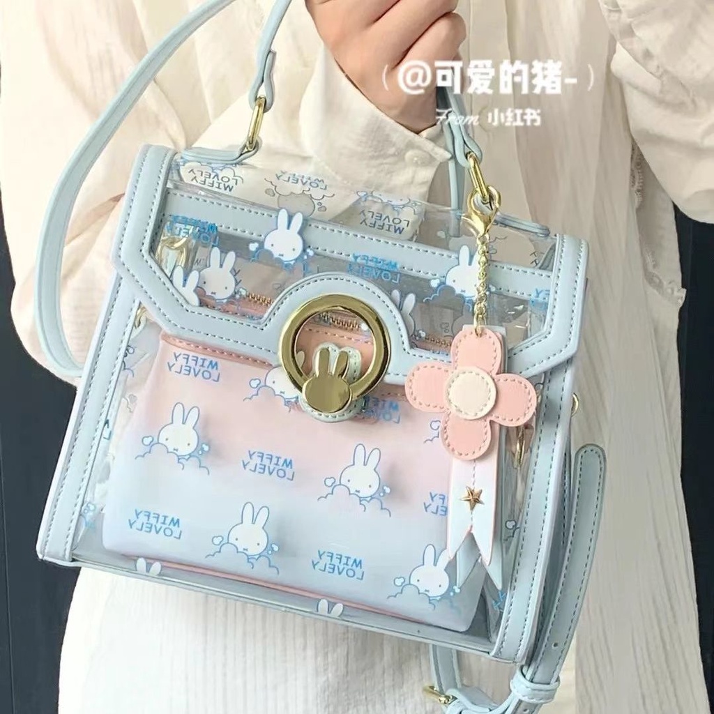 💗100% hàng sẵn sàng💗túi xách nữ Miffy túi trong suốt của phụ nữ mùa xuân và mùa hè túi đeo vai trong suốt của phụ nữ túi đeo chéo túi xách túi thạch