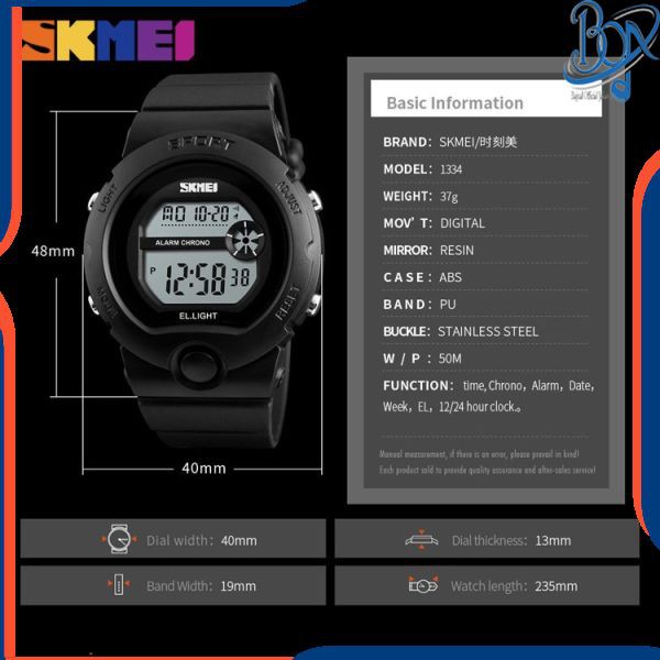 Đồng Hồ Điện Tử Skmei 1334 Chính Hãng Có Đèn Led Cho Nữ