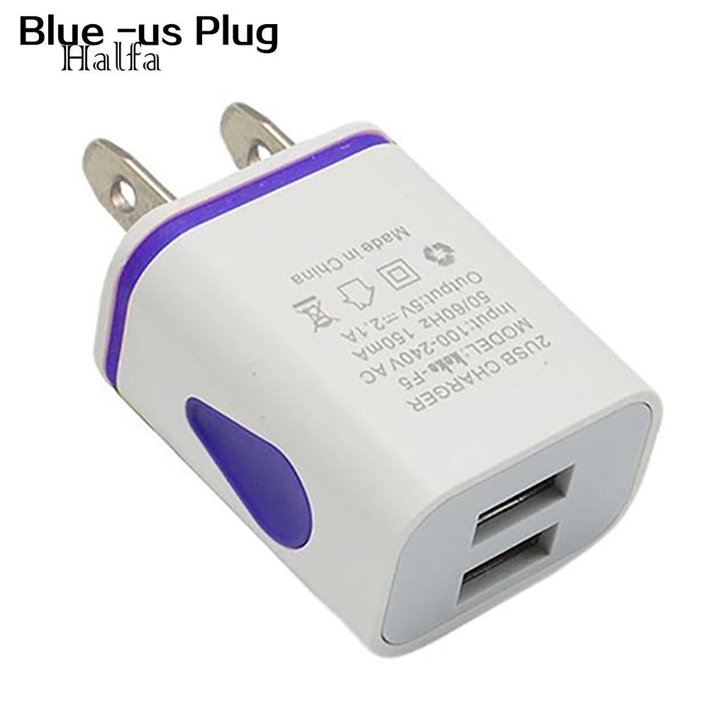 Củ sạc cắm tường 2 cổng kết nối USB điện áp 5V 2.1A tích hợp đèn LED | BigBuy360 - bigbuy360.vn