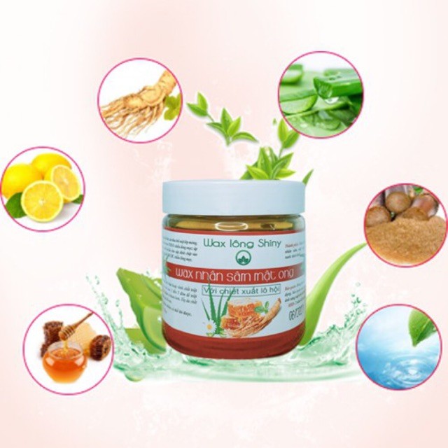 Wax lông SHINY mật ong nhân sâm lô hội, wax SHINY lạnh handmade 350g, wax lạnh tẩy lông nách chân tay T01