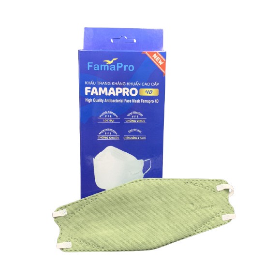 [HỘP-10 CÁI] COMBO 5 hộp Khẩu trang y tế cao cấp kháng khuẩn Famapro 4D