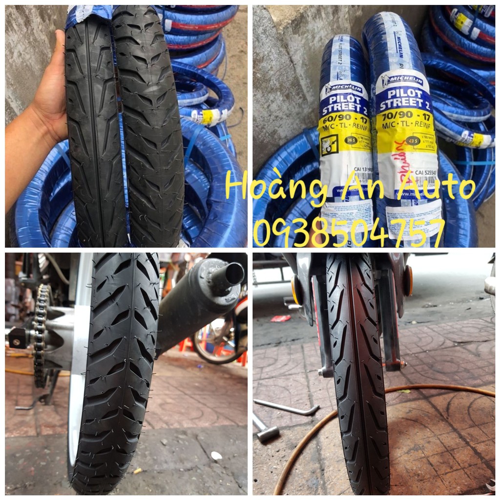 Các cặp vỏ lốp xe Michelin Pilot Street 2 size 14inch và 17inch cho tay ga - xe số, vỏ ko ruột - giá 1 cặp