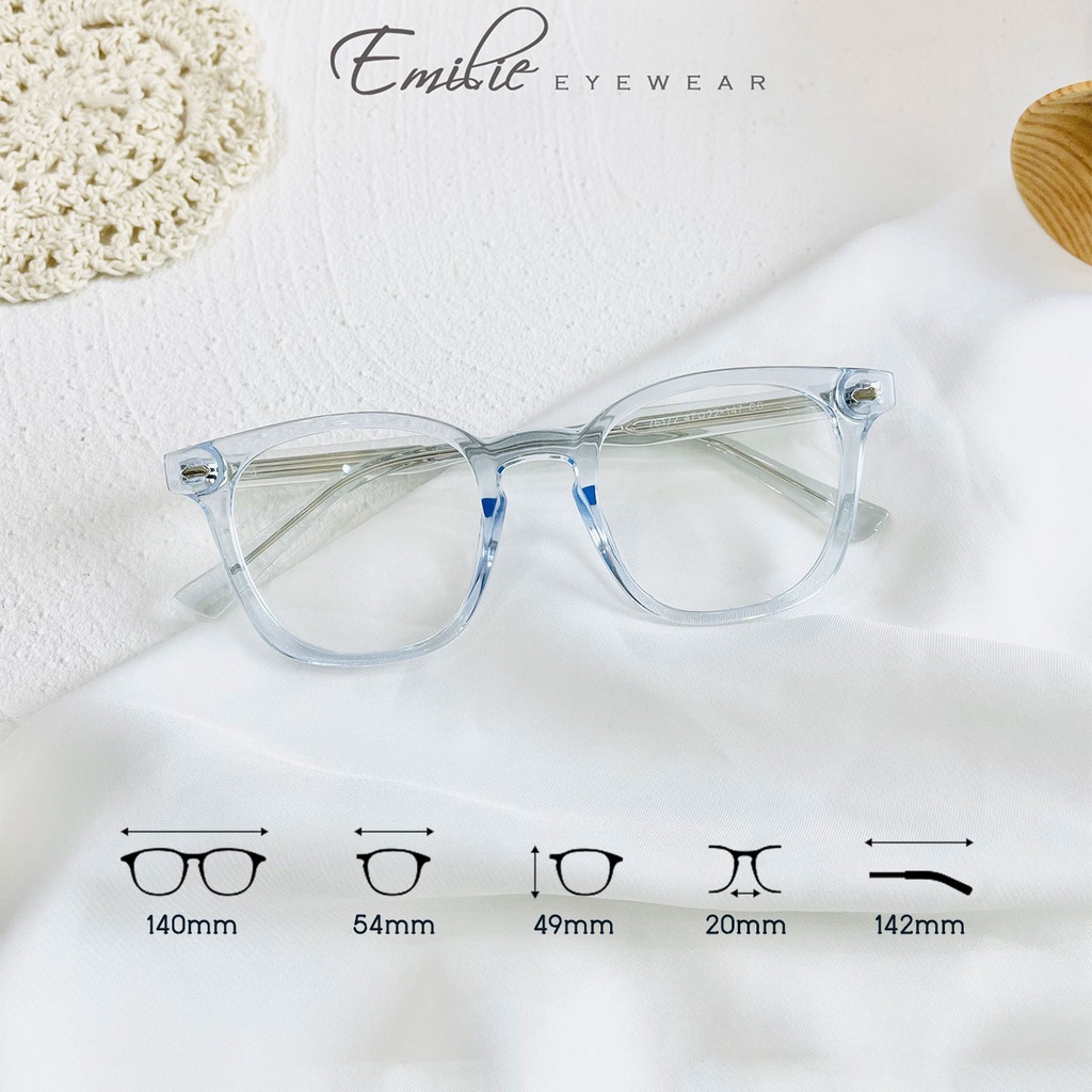 Gọng nhựa vuông bầu cốt kim loại chắc chắn Emilie eyewear phụ kiện thời trang 76172