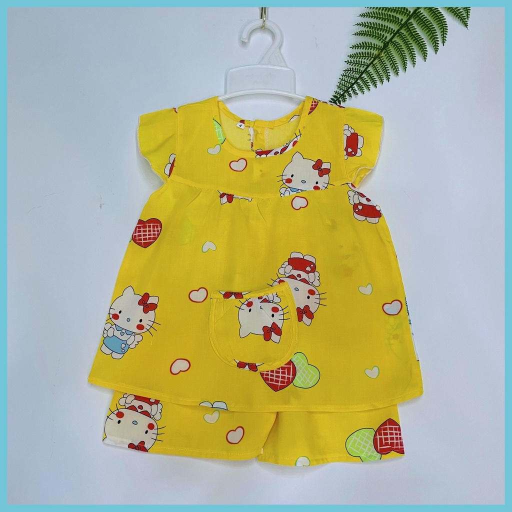 Bộ lanh bé gái quần đùi Taravn 8-26kg 1ĐCTBG, chất tole 2 da loại 1 mịn mát, đường may kỹ bé gái mặc nhà siêu mát