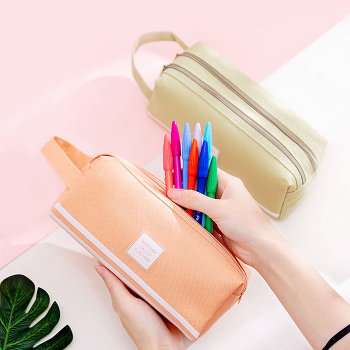 Hộp Bút Hai Lớp Đa Năng Cỡ Lớn Thiết Kế Đơn Giản Cho Học Sinh