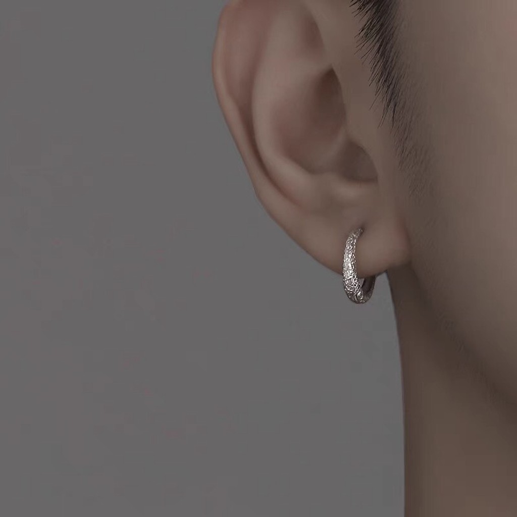 Bông tai, Khuyên tai nam nữ dáng tròn sần phong cách cổ điển sang trọng, Cá tính, Unisex, 1 Chiếc