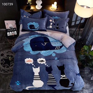 Set 4 món chăn ga gối Nỉ Nhung-100 mẫu