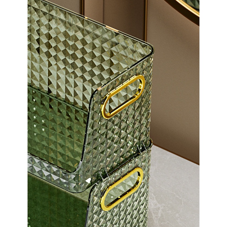 Hộp Đựng Mỹ Phẩm Trong Suốt Họa Tiết Vân Kim Cương Sang Trọng