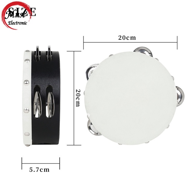 Set 2 Trống Lục Lạc Hai Hàng Kích Thước 6 Inch 8 Inch Bằng Gỗ Dùng Dạy Nhạc Cho Trẻ Mẫu Giáo
