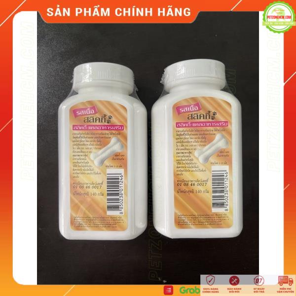 Hộp Canxi cho chó mèo Sleeky Calc Supplement 140g ⚜️ FREESHIP ⚜️ vị thịt bò hộp 100 viên sản xuất tại Thái Lan
