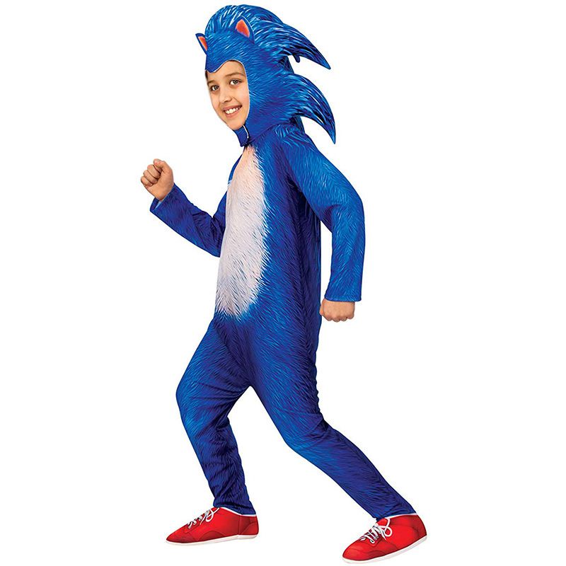 Children Anime Game Blue Hedgehog Sonic Cosplay Costume Funny Halloween Carnival Jumpsuits With Hat Gloves Sets