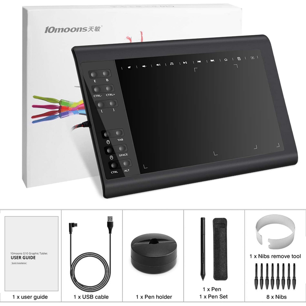 Bảng Vẽ điện tử thông minh G-10 Cao cấp, màn 10x6 inch, tương thích Window, Mac và Android, Hỗ trợ Dạy Học Online