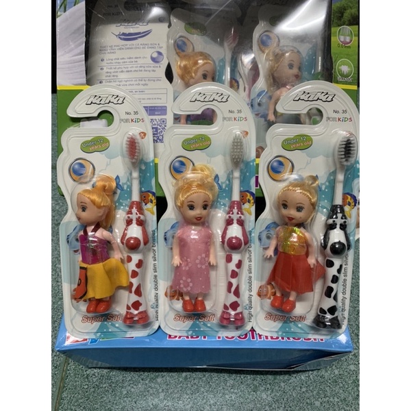 BÀN CHẢI BÉ GÁI- TẶNG BÚP BÊ - LÔNG TƠ SIÊU MỀ