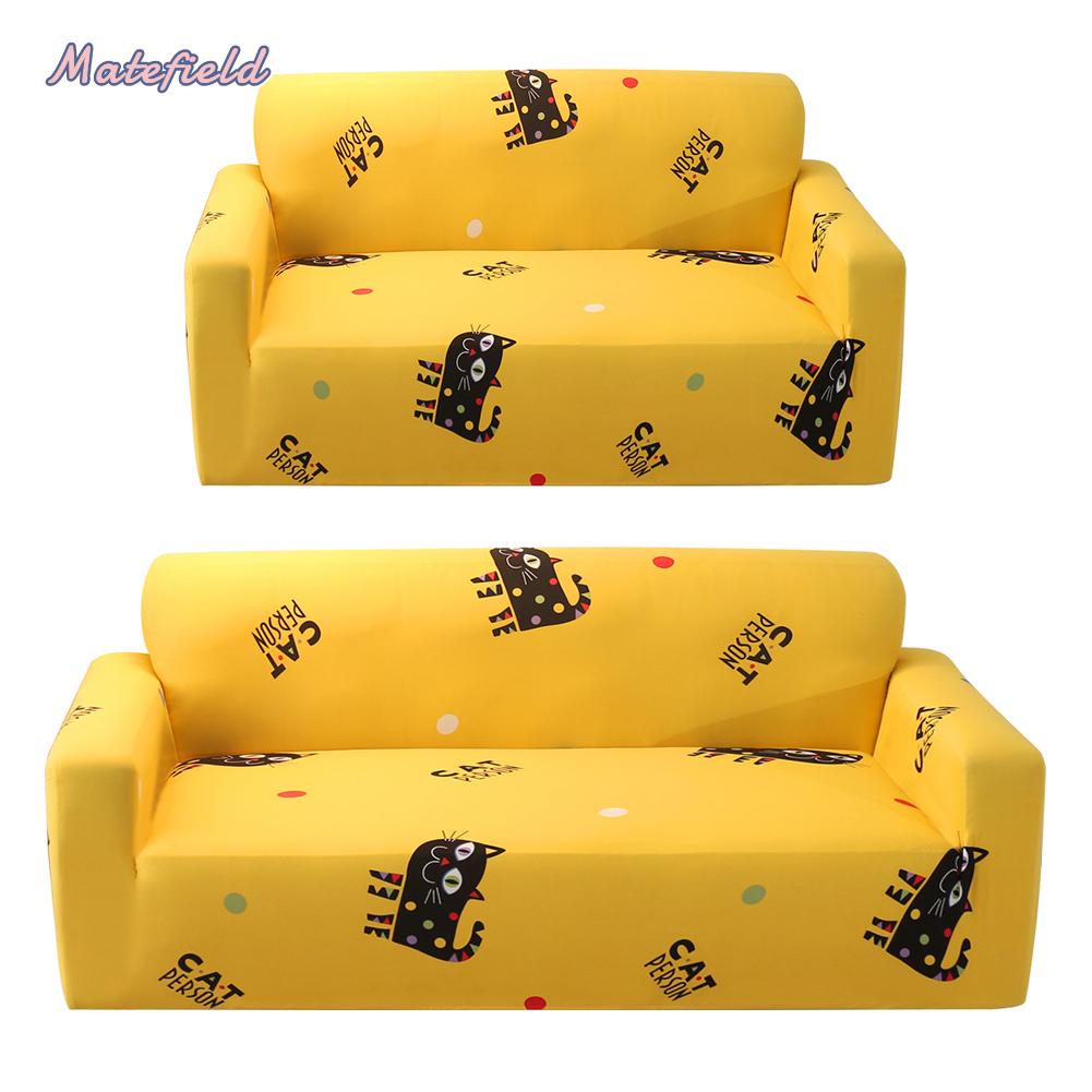 Vỏ Bọc Ghế Sofa 1/2/3/4 Chỗ Ngồi Co Giãn In Họa Tiết Mèo Dễ Thương