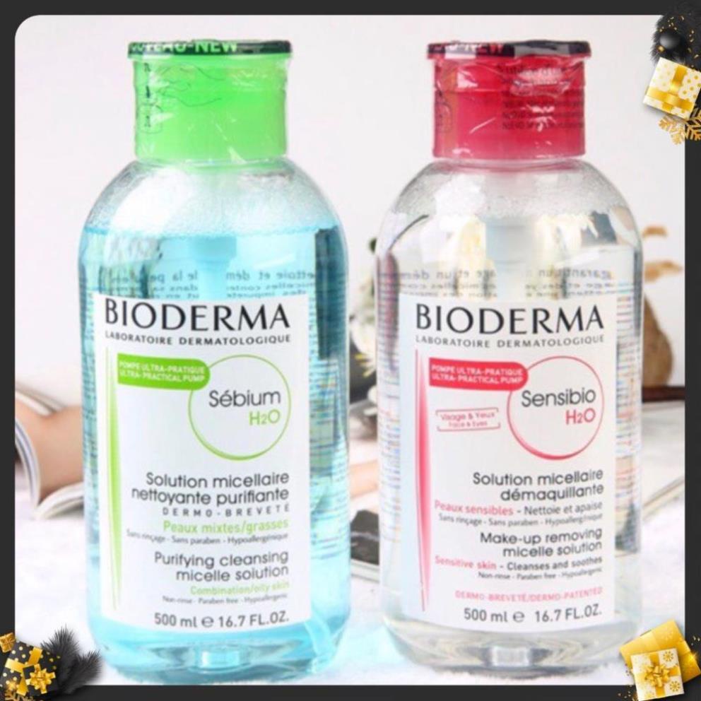 Nước tẩy trang Bioderma Crealine H2O nắp nhấn xanh,hồng 500ml,nước tẩy trang quốc dân dành cho mọi loại da -minmin
