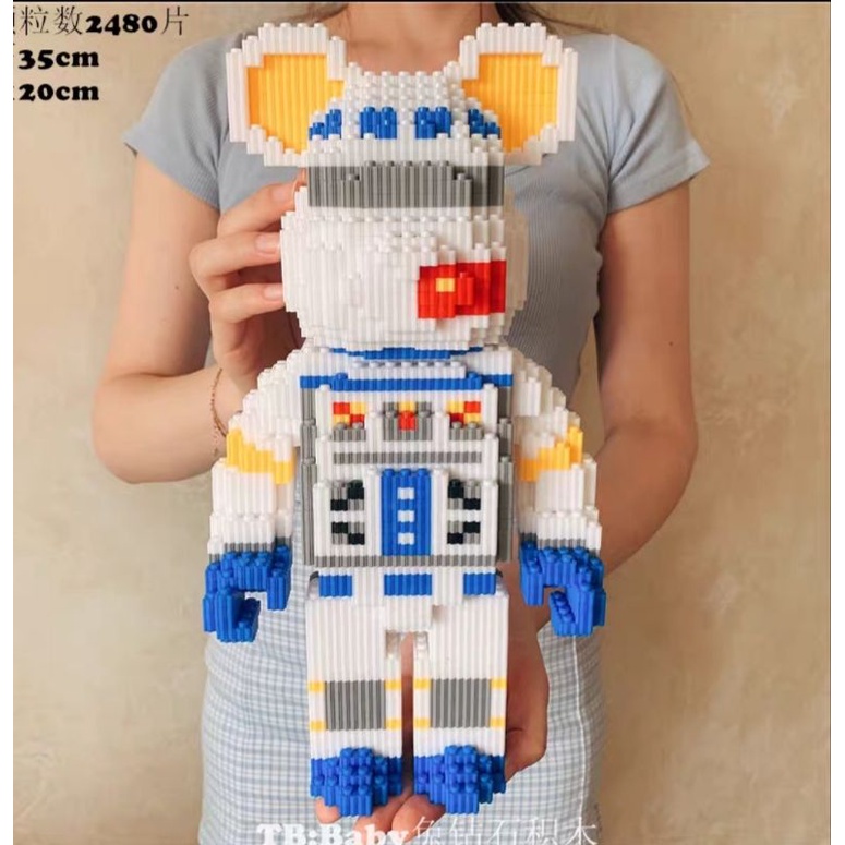 Xếp hình thông minh gấu bearbick 3d có ngăn kéo cao 35 cm