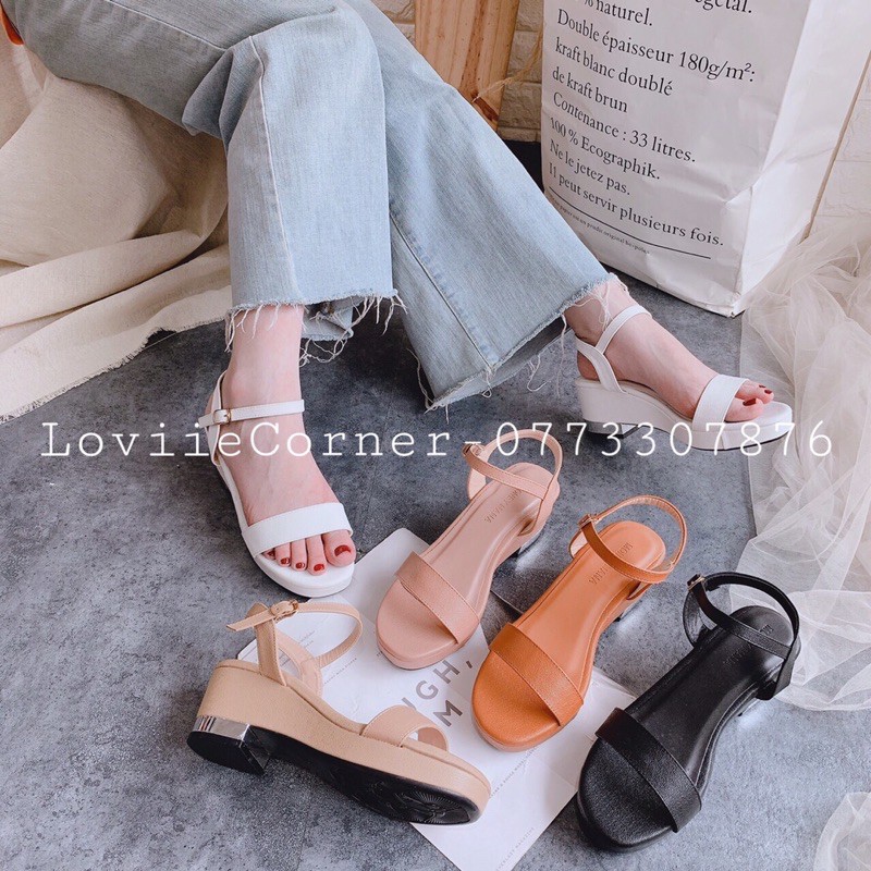 LOVIIECORNER - GIÀY SANDAL ĐẾ XUỒNG NỮ CAO 5 PHÂN - GIÀY SANDAL ĐẾ XUỒNG NỮ  5 PHÂN - GIÀY ĐẾ XUỒNG 5CM CÔNG SỞ S190818