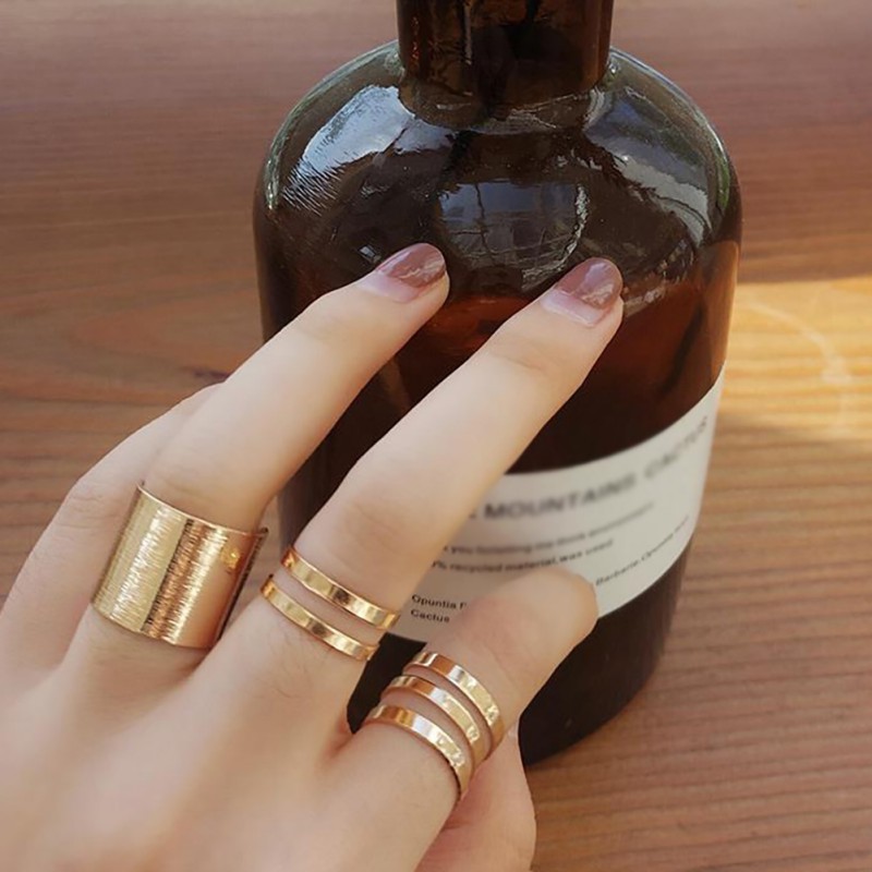 Set 3 Nhẫn Đeo Đốt Ngón Tay Hợp Kim Nhiều Kiểu Dáng