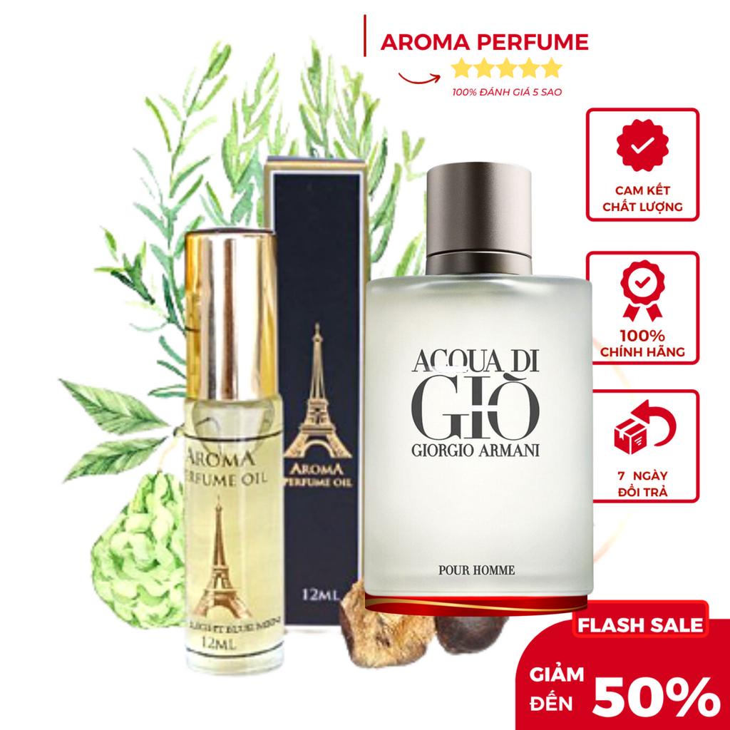 Tinh Dầu Nước Hoa Pháp Aroma Aqua Di Gio Nam Tính, Tươi Mát, Sảng Khoái - 12ml