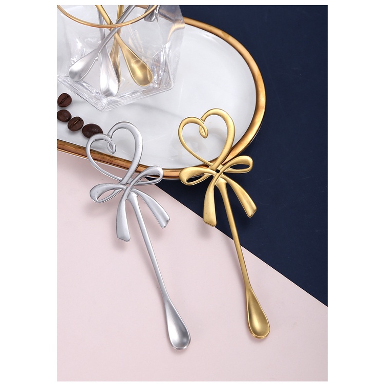 Muỗng Cà Phê Bằng Thép Không Gỉ 304 Hình Nơ Ba Chiều