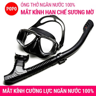 Bộ kính lặn Ống thở, mắt KÍNH CƯỜNG LỰC, ống thở ngăn nước cao cấp SHARK