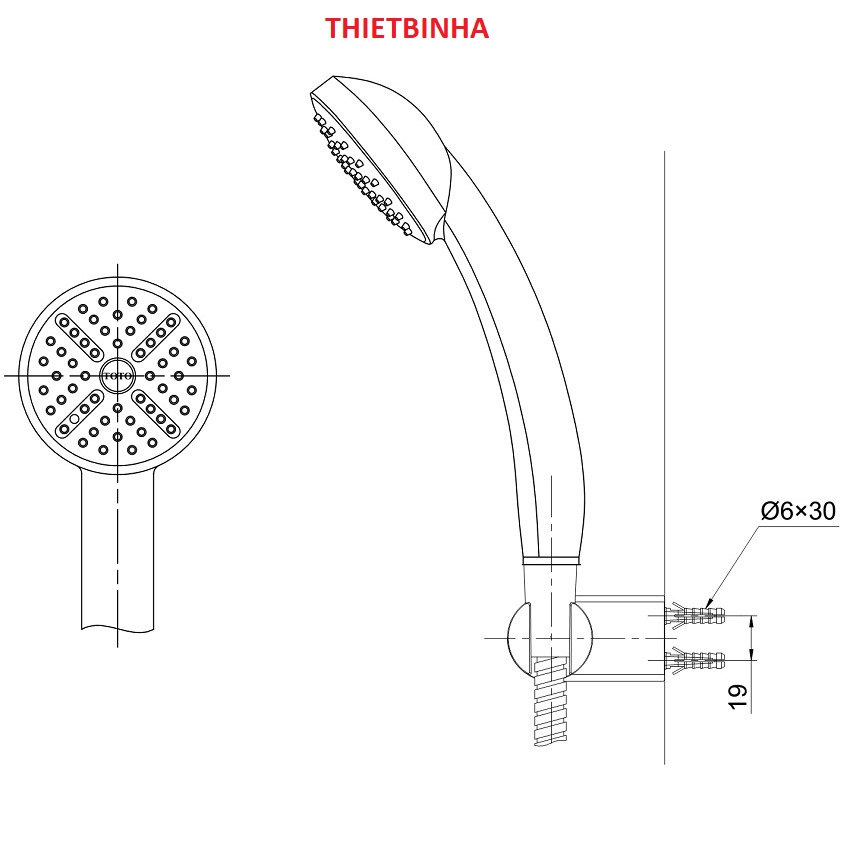 Tay Sen tắm TOTO DGH104ZR, dây sen chống xoắn, gác sen gật gù