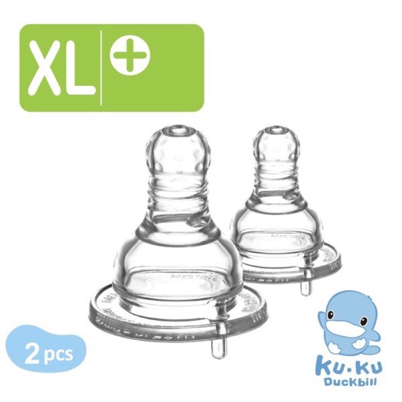Ty núm thay bình sữa cổ nhỏ silicone siêu mềm dòng chảy chữ thập Ku.Ku Duckbill KU5273/KU5274/KU5275