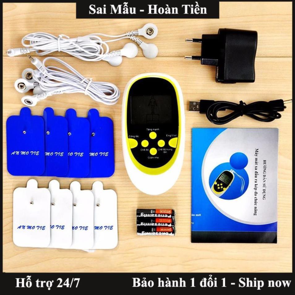 ✔️Máy massage xung điện - máy massage vật lý trị liệu đa chức năng 8 miếng gián đầu ra kép, 15 chế độ - Bảo hành uy tín