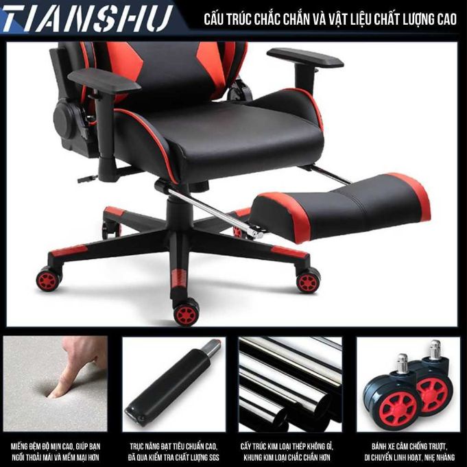 Ghế Gaming Có Gác Chân Fufutech Ts, Ghế Chơi Game Chính Hãng, Giá Rẻ, Dùng Giải Trí, Làm Việc, Học Tập