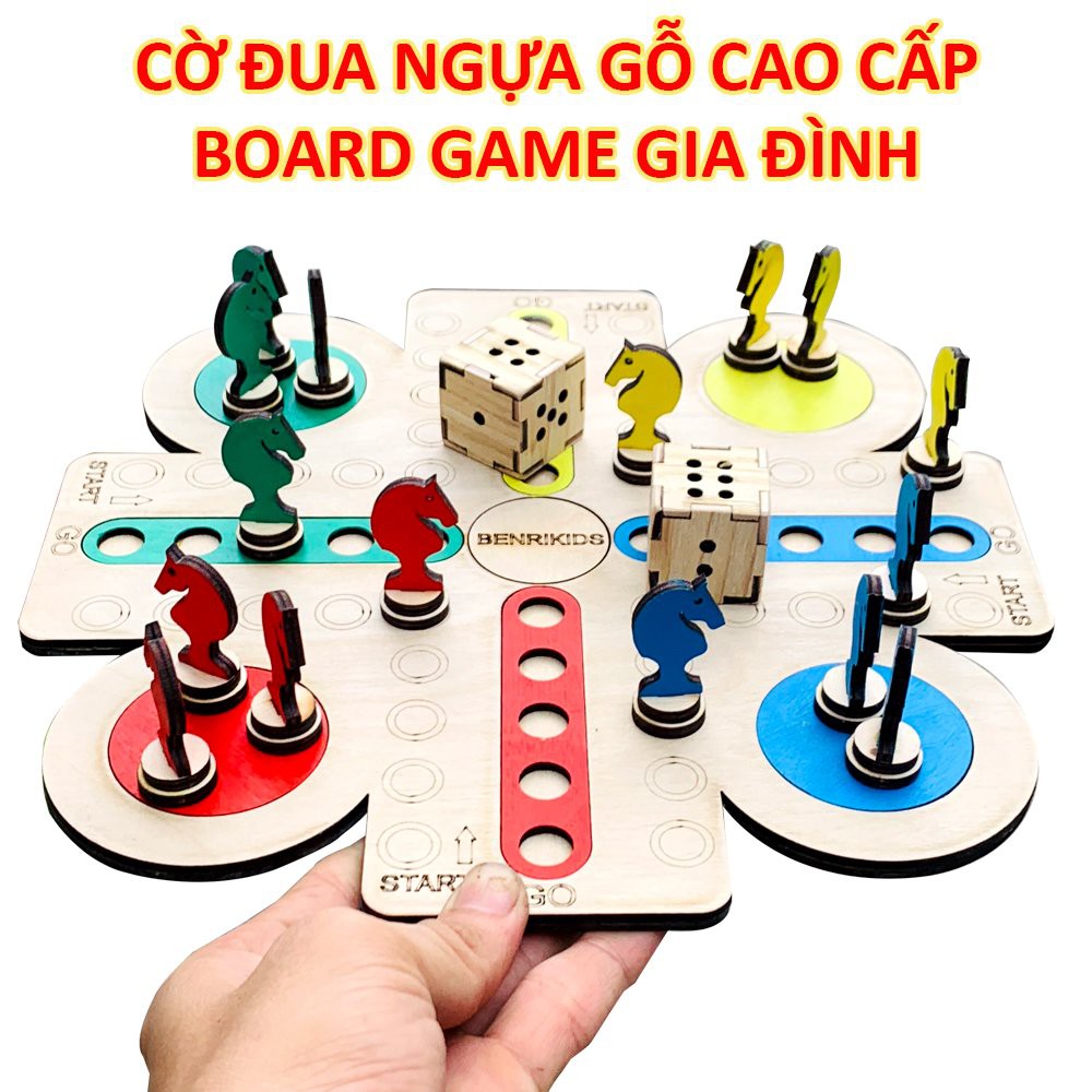 Đồ Chơi Giải Trí BoardGame Cờ Đua Ngựa Benrikids Bằng Gỗ Bạch Dương Phiên Bản 2023 Kèm Xí Ngầu Siêu Chất