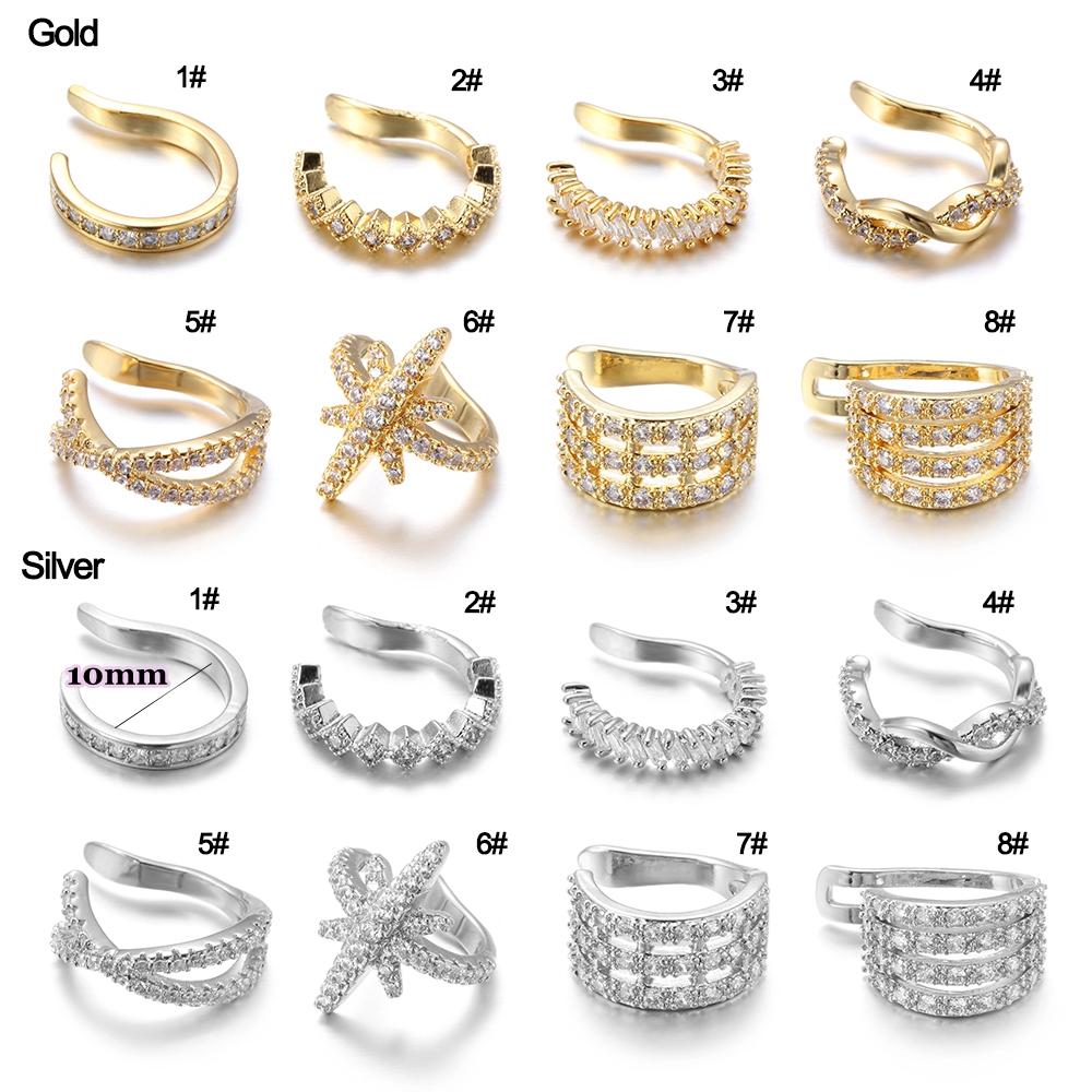 Khuyên Kẹp Tai Không Xỏ Đính Đá CZ Thời Trang Cho Nam Và Nữ