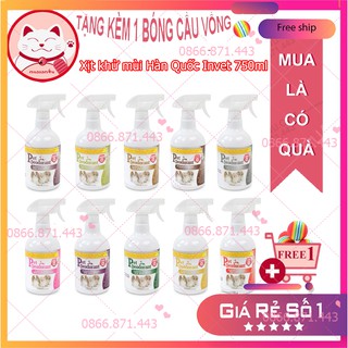 Xịt khử mùi dưỡng lông Invet Hàn Quốc 750ml ⚡𝐅𝐑𝐄𝐄𝐒𝐇𝐈𝐏⚡ Xịt Khử Mùi Chó Mèo / Khử Mùi Hôi Thú Cưng, Pet Deodorant