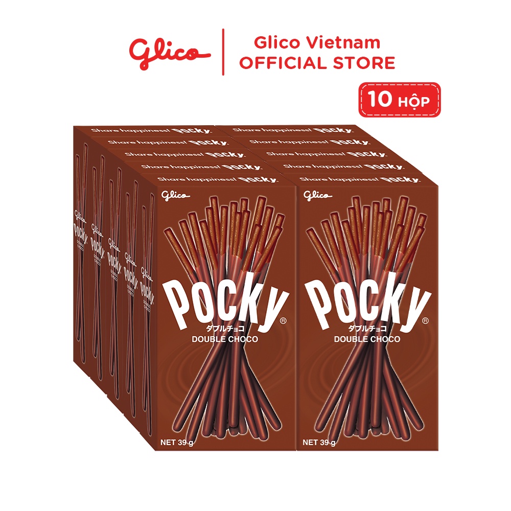 Combo Bánh que Pocky Double Sô Cô La 39G x 10 Hộp