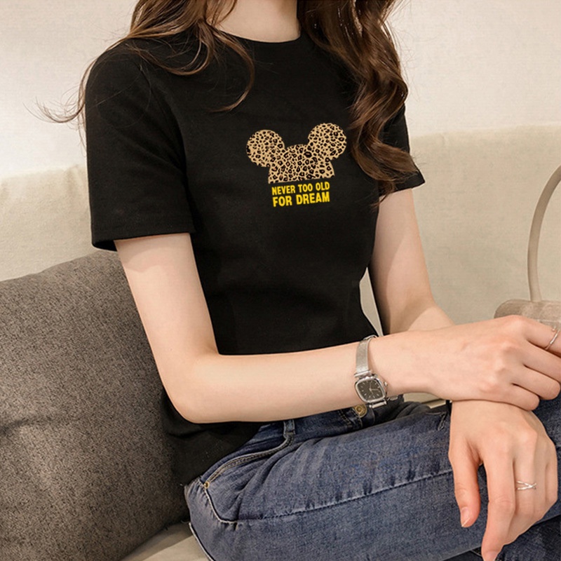 Áo thun nữ tay ngắn in hình chuột Mickey trẻ trung