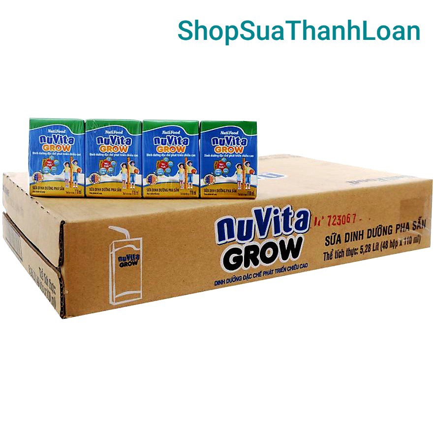 [HSD T8-2021] Thùng Sữa bột pha sẵn NutiFood Nuvita Grow (110ml)