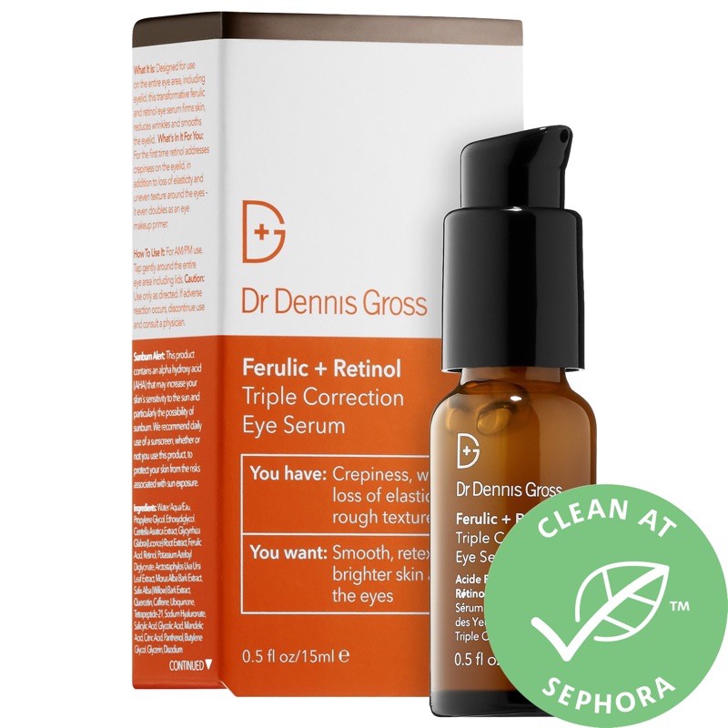 Serum mắt Dr. Dennis Gross Skincare Ferulic + Retinol Triple Correction Eye Serum giảm nhăn, bọng và săn da mắt