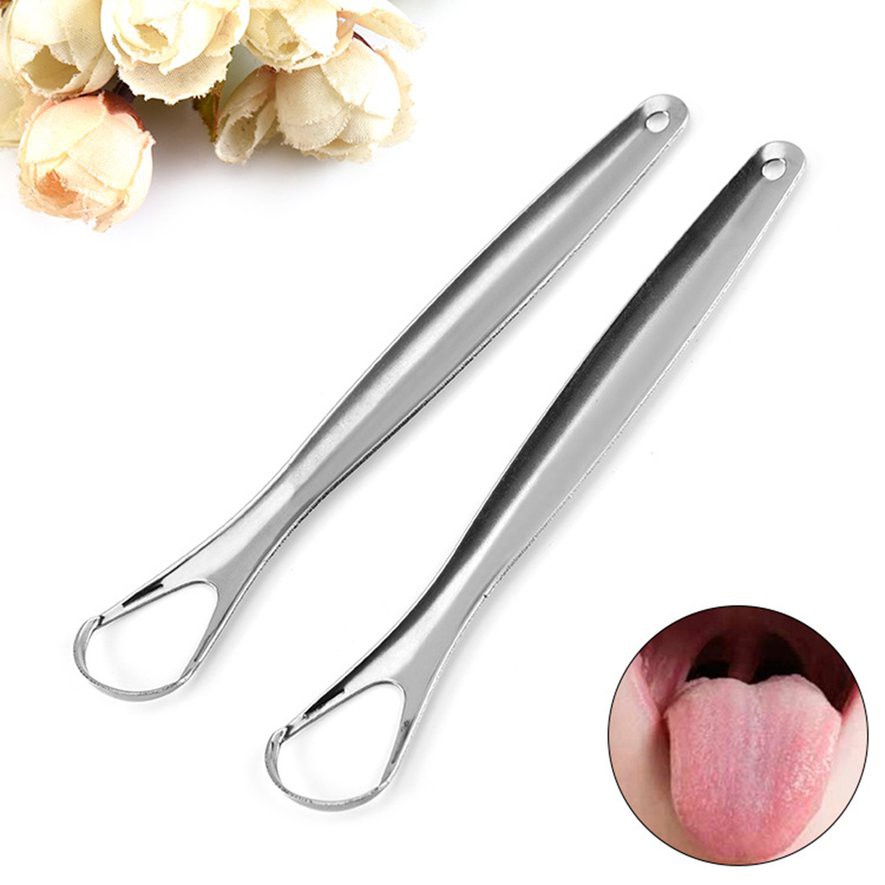 Dụng cụ cạo vệ sinh lưỡi làm bằng thép không gỉ tiện lợi hợp vệ sinh