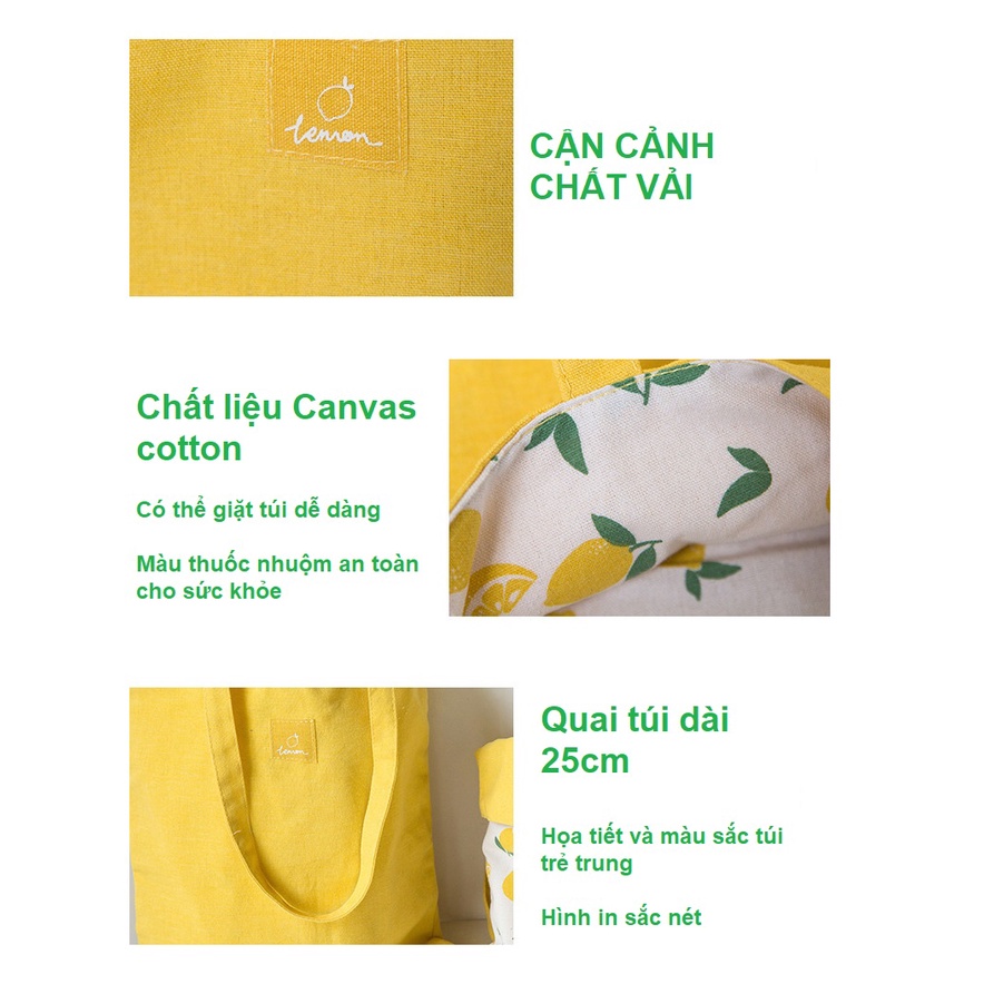 Túi canvas đeo vai size lớn 40X33 dùng được 2 mặt Hàng sẵn y như hình