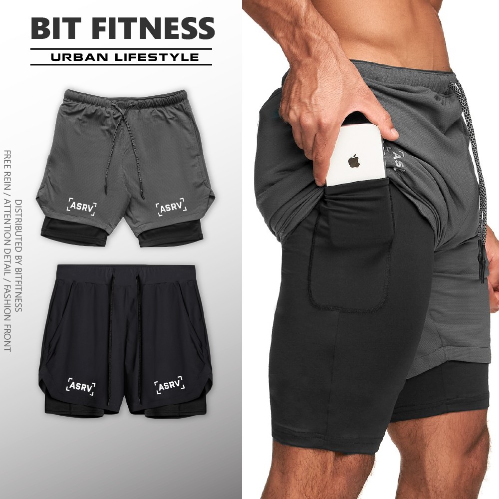 Quần Tập Gym 2 Lớp Quần Short Quần Đùi Thể Thao Nam ASRU - BiT Fitness Q.AS.2L